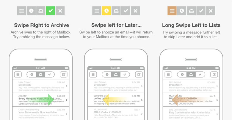 Mailbox native iPhone app swipe gestures