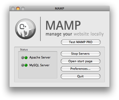 MAMP control center