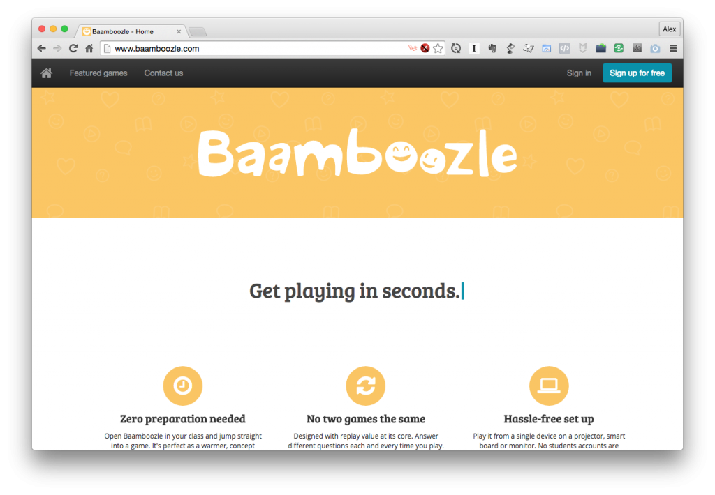 Ronan's Baamboozle Online Education Game Application, built through From Idea To Launch