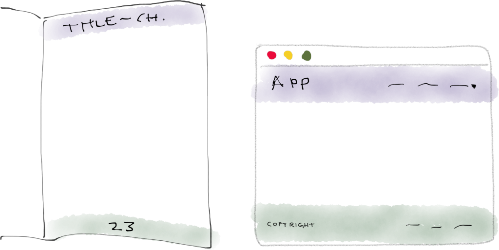 Similarities between the layout of a page in a novel and a page in a web app